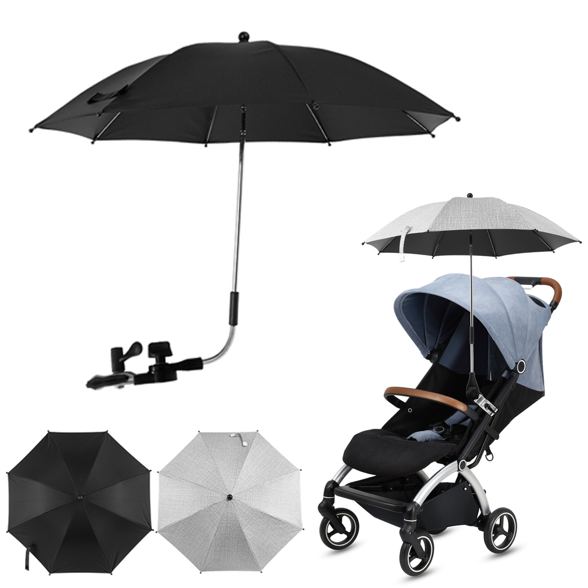 Parasol Umbrella Large - Strandkorb Regenschirm UV-Schutz Kinderwagen Regenschirm 360°