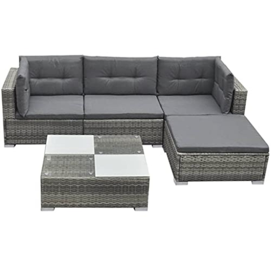 Outdoor Furniture Rattan - Modulares Terrassenmöbel-Set für den Außenbereich, graues
