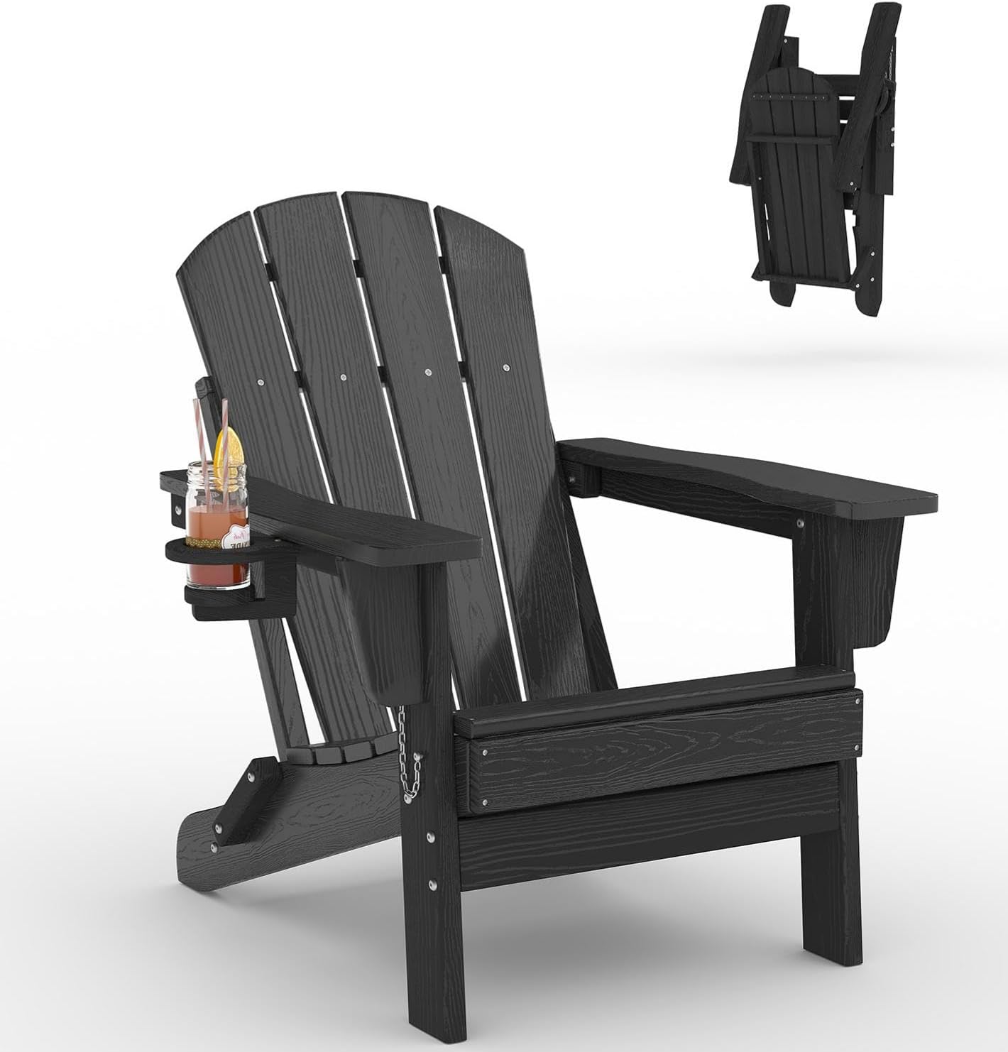Outdoor Furniture With Fire Pit - Klappbarer Adirondack-Stuhl aus HDPE-Kunststoff, Wetterfester Gartenstuhl