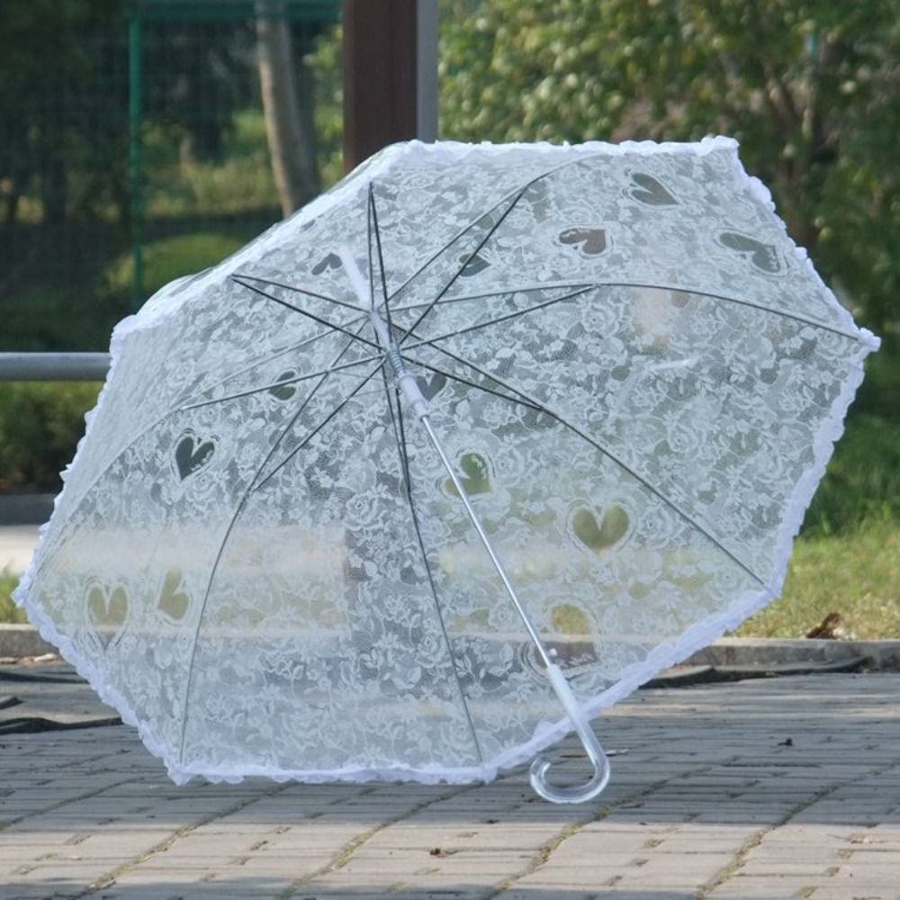 Parasol Umbrella Large - Vintage faltbarer Spitzen-Sonnenschirm, großer transparenter Liebesschirm,