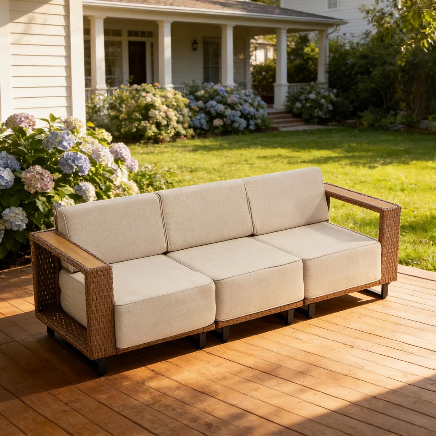 Outdoor Furniture Rattan - 3-teiliges PE-Rattan Wetterfestes Outdoor-Terrassenmöbel-Set | Premium