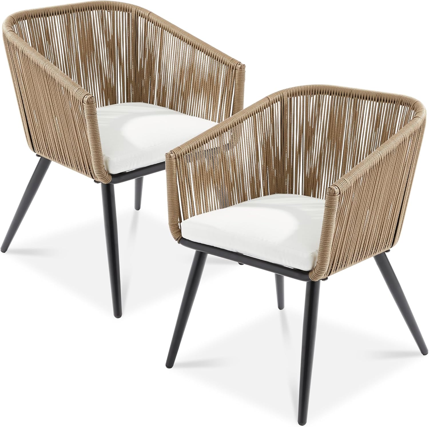 Outdoor Furniture Rattan - Outdoor-Rattan-Esszimmerstühle, zweiteilige Korbmöbel-Kollektion mit geflochtenem Design
