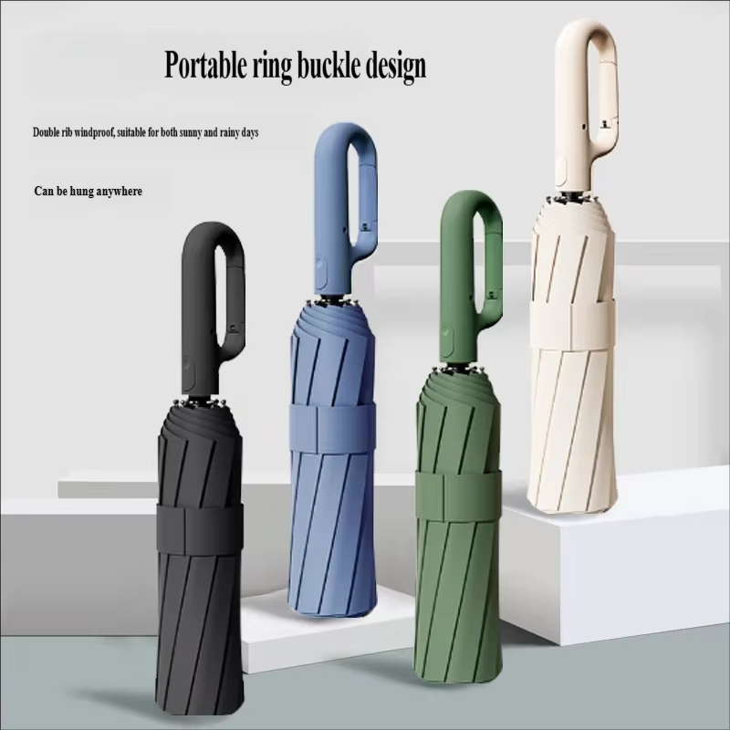 Parasol Umbrella Large - Großer Automatischer Regenschirm mit Ringschnalle, Faltbar,