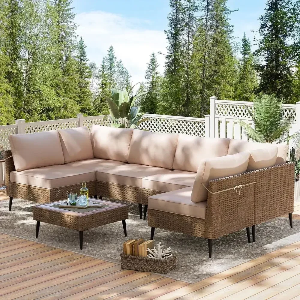 7-teiliges Gartenmöbel-Set mit – Outdoor Furniture Rattan Bewertung und Preis
