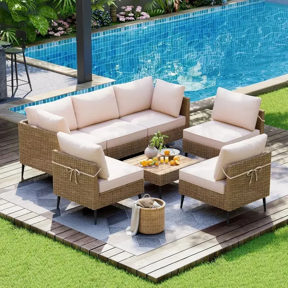 7-teiliges Gartenmöbel-Set mit – Outdoor Furniture Rattan Bewertung und Preis