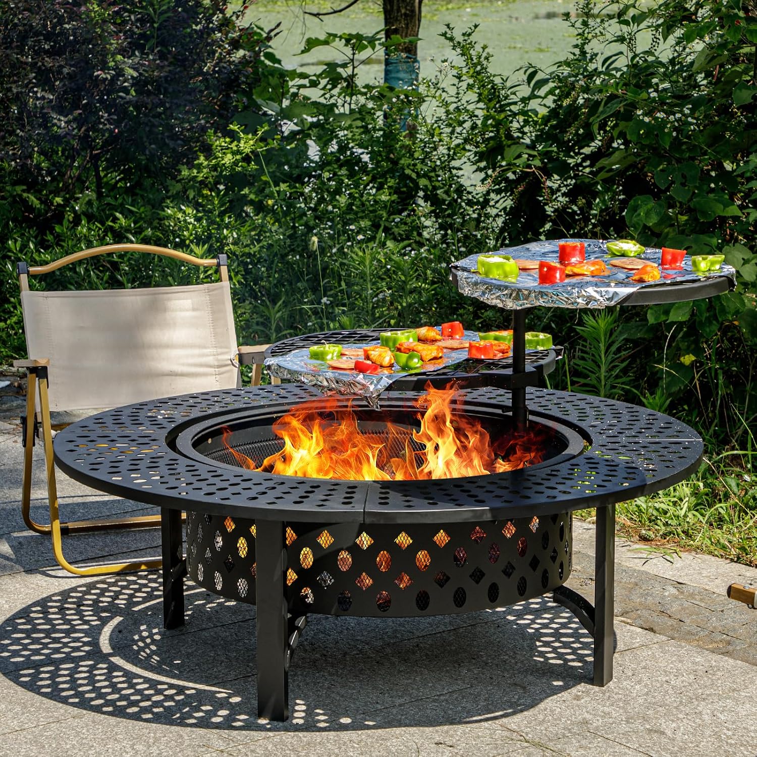 Extra großer Holzfeuertisch mi – Outdoor Furniture With Fire Pit Bewertung und Preis