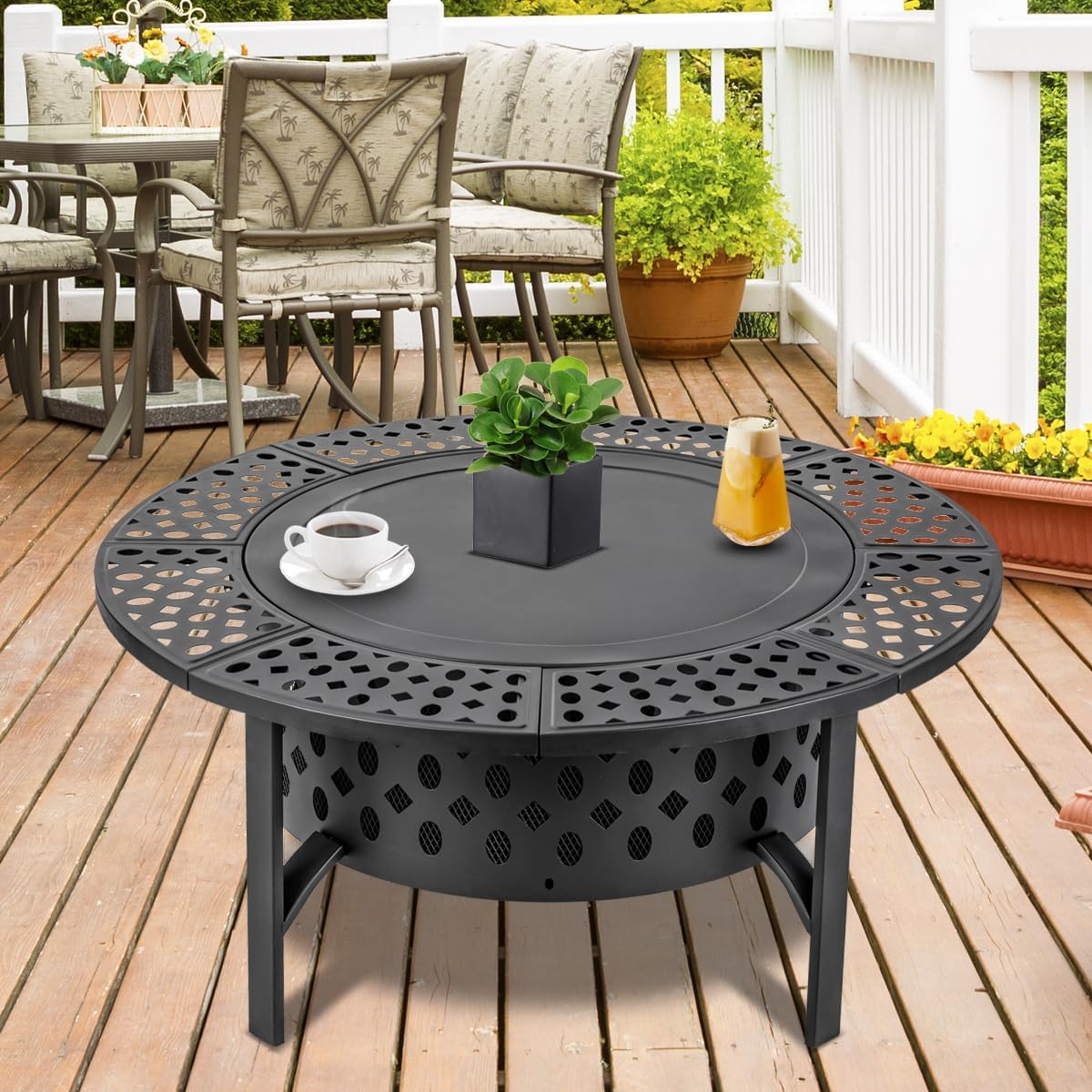 Extra großer Holzfeuertisch mi – Outdoor Furniture With Fire Pit Bewertung und Preis