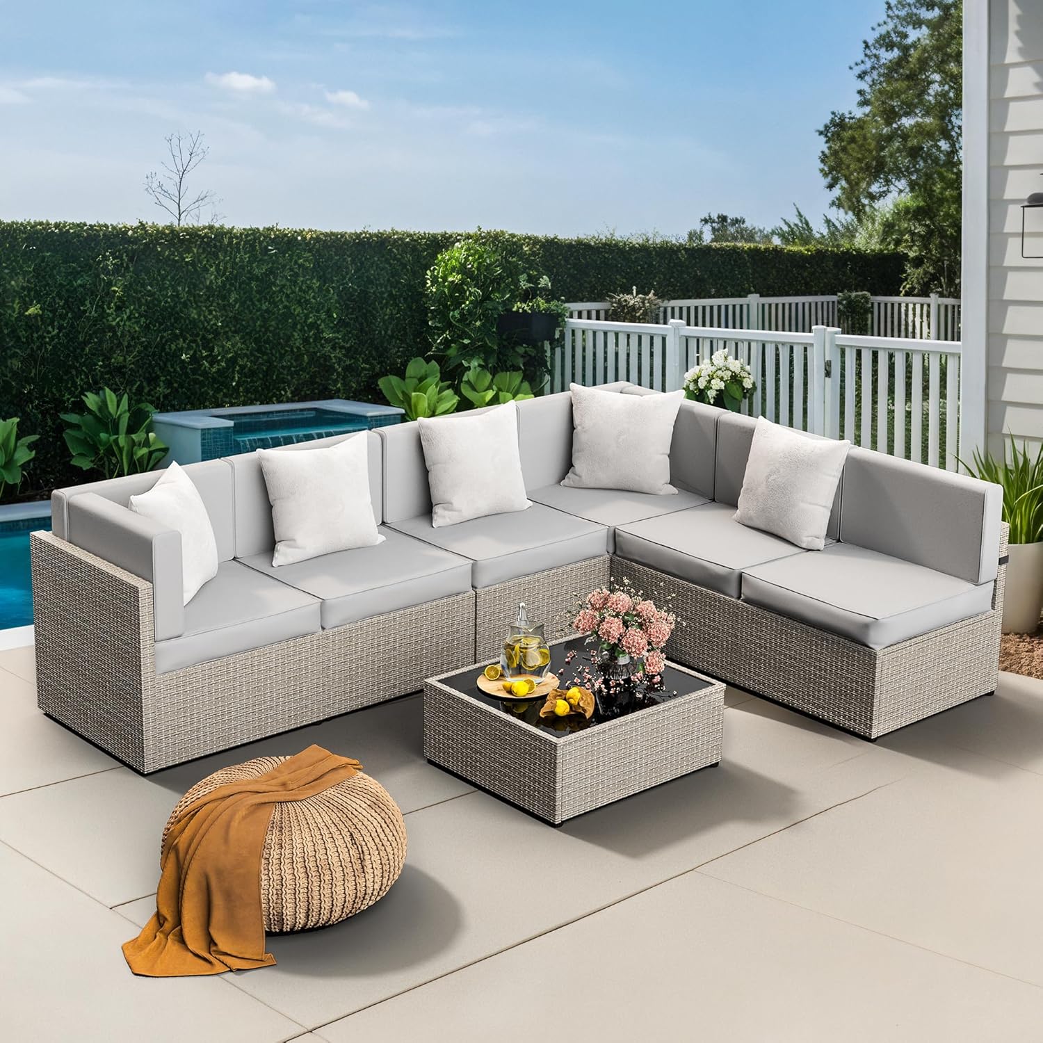 7-teiliges Outdoor-Sitzmöbel-S – Outdoor Furniture Rattan Bewertung und Preis