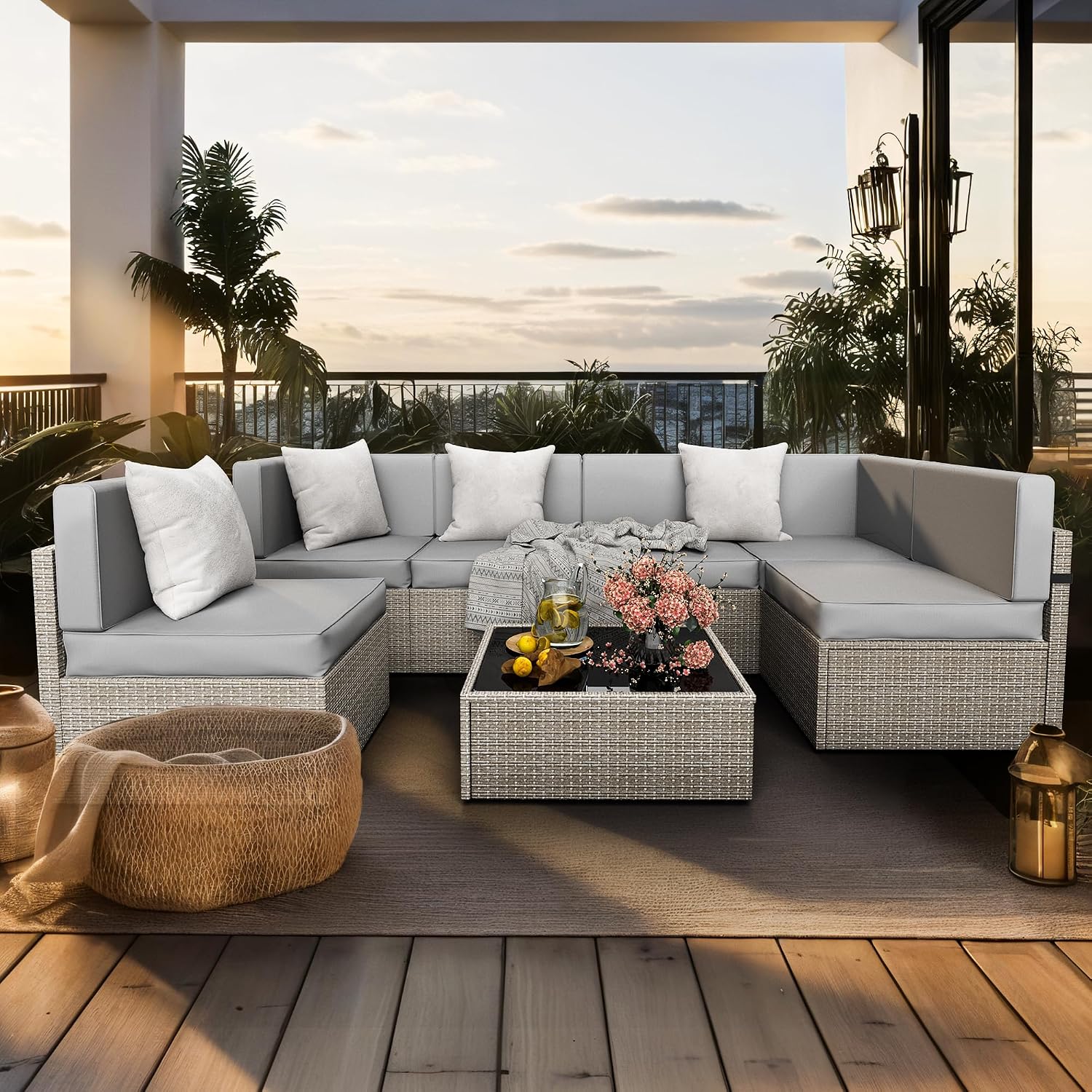 7-teiliges Outdoor-Sitzmöbel-S – Outdoor Furniture Rattan Bewertung und Preis
