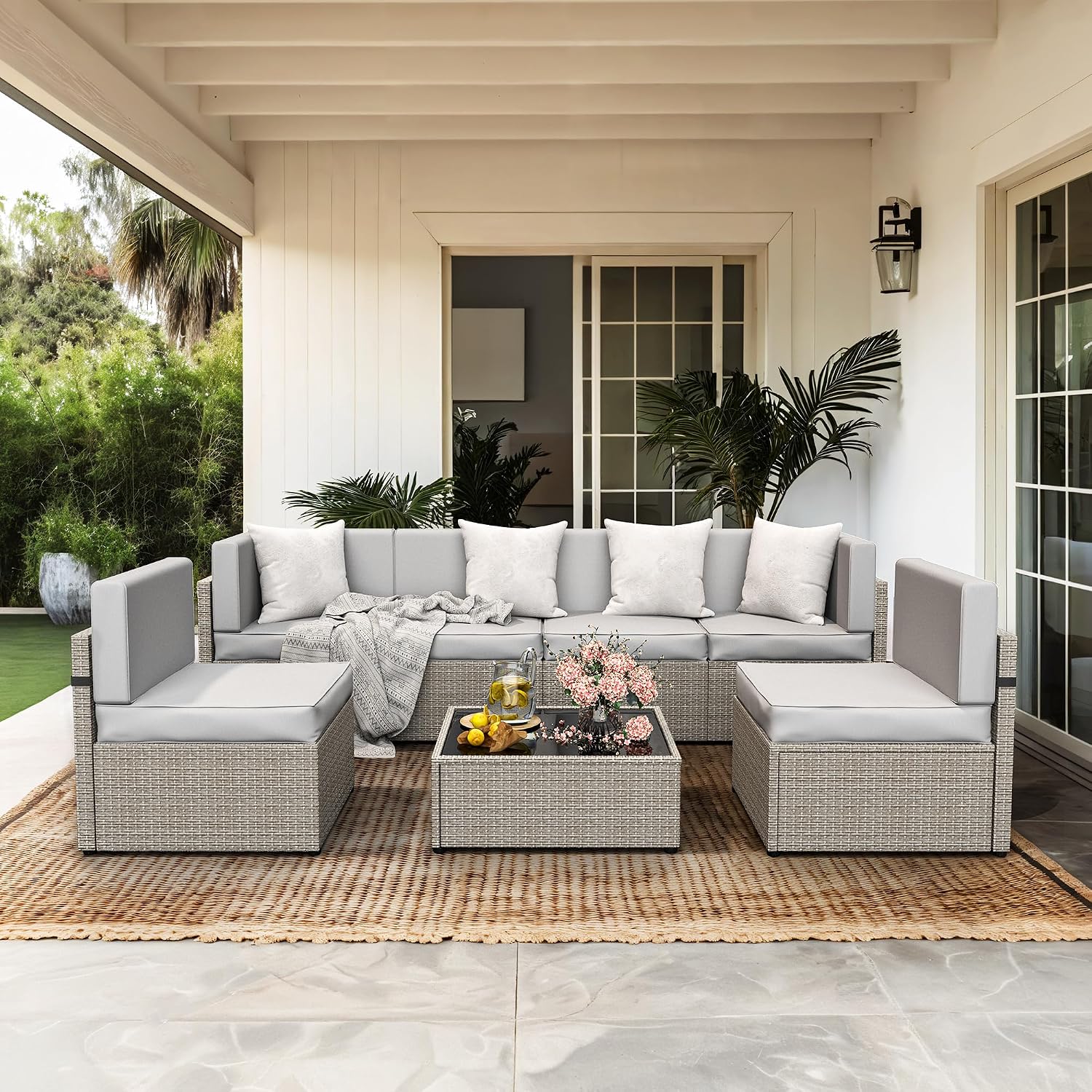 7-teiliges Outdoor-Sitzmöbel-S – Outdoor Furniture Rattan Bewertung und Preis