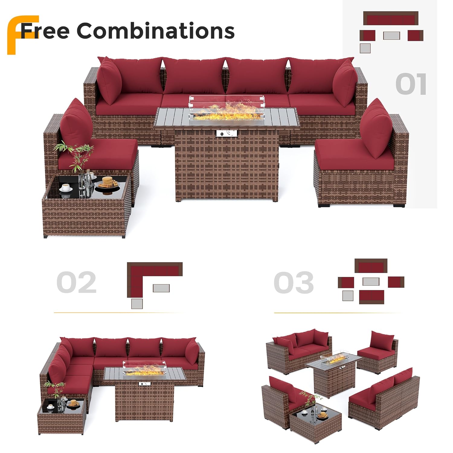 8-teiliges Allwetter-Rattan-So – Outdoor Furniture With Fire Pit Bewertung und Preis