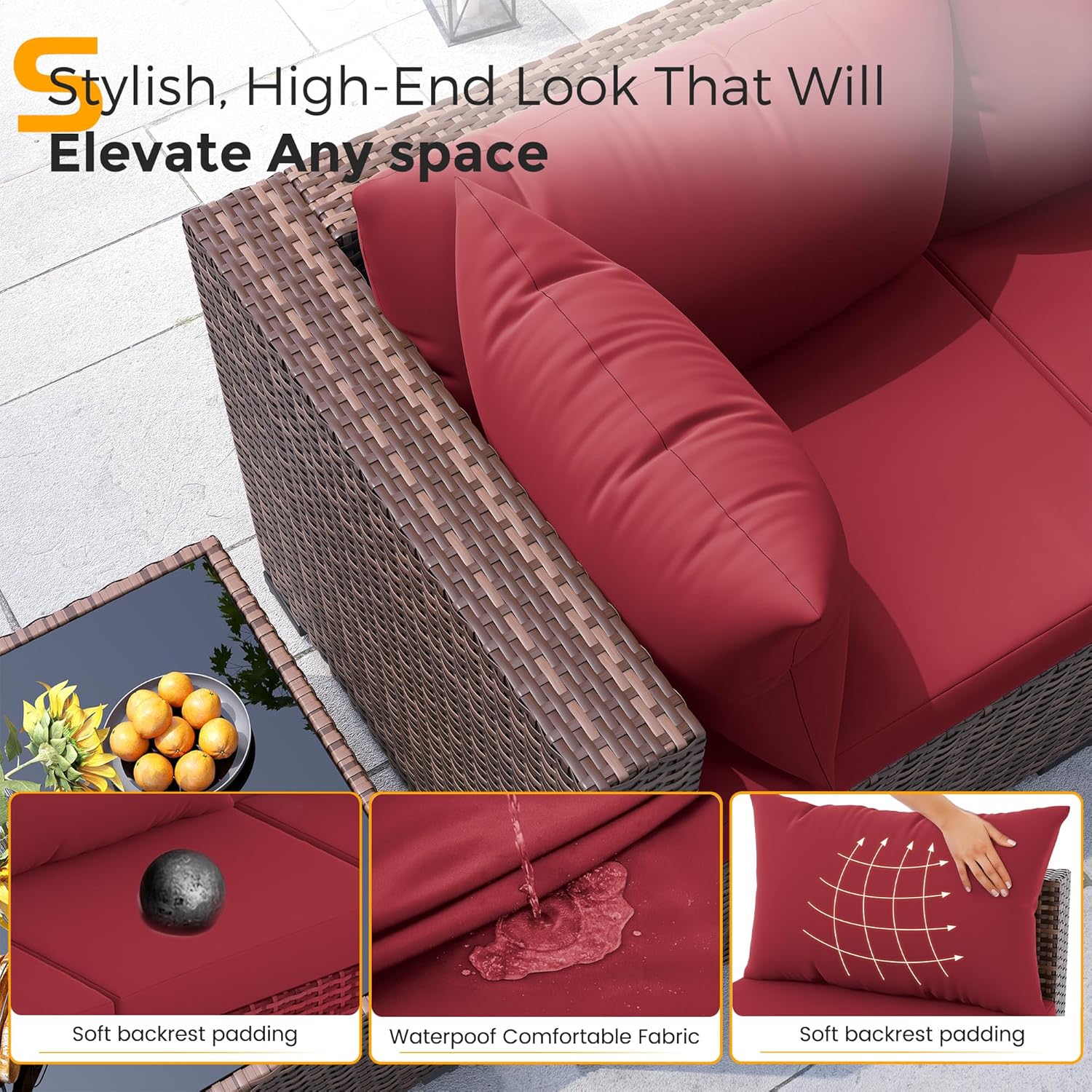 8-teiliges Allwetter-Rattan-So – Outdoor Furniture With Fire Pit Bewertung und Preis