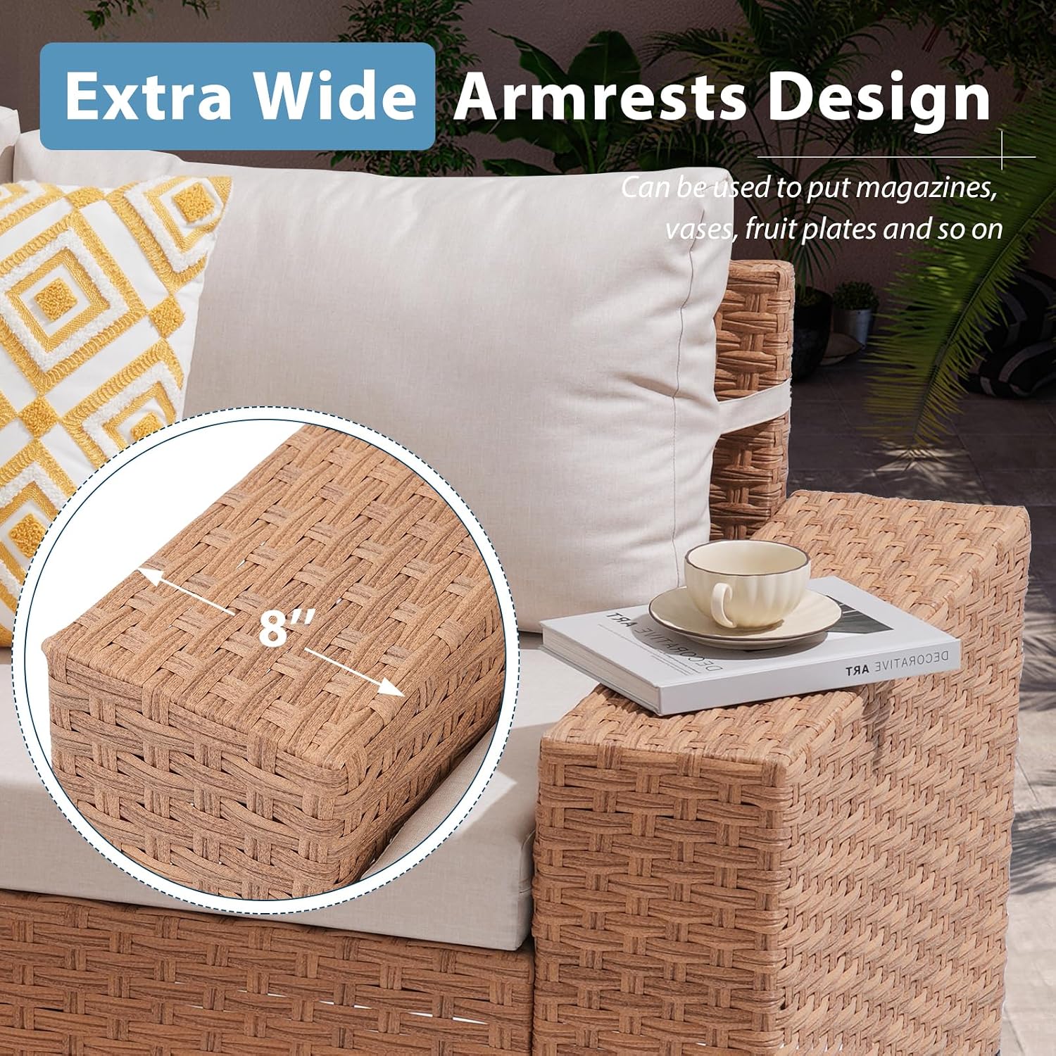 6-teiliges Gartenmöbel-Set, 8- – Outdoor Furniture Rattan Bewertung und Preis