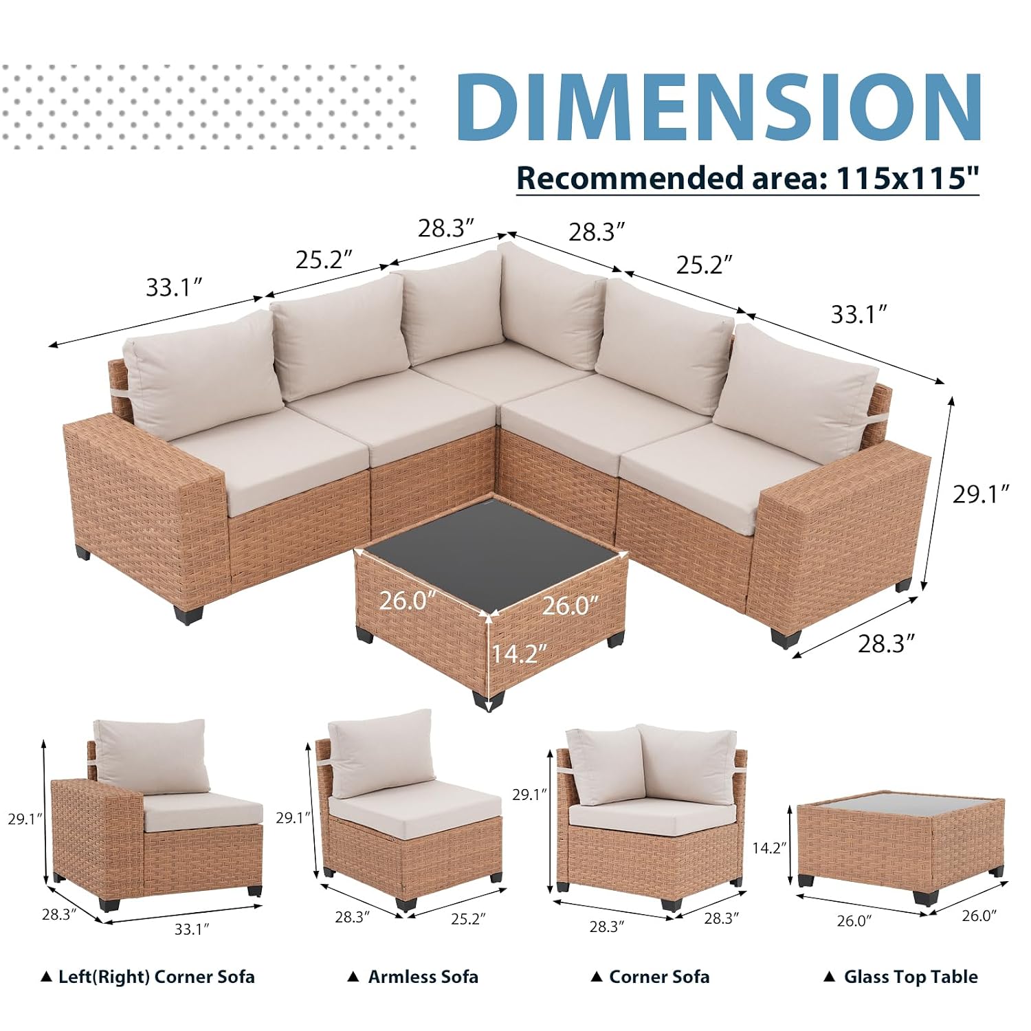 6-teiliges Gartenmöbel-Set, 8- – Outdoor Furniture Rattan Bewertung und Preis
