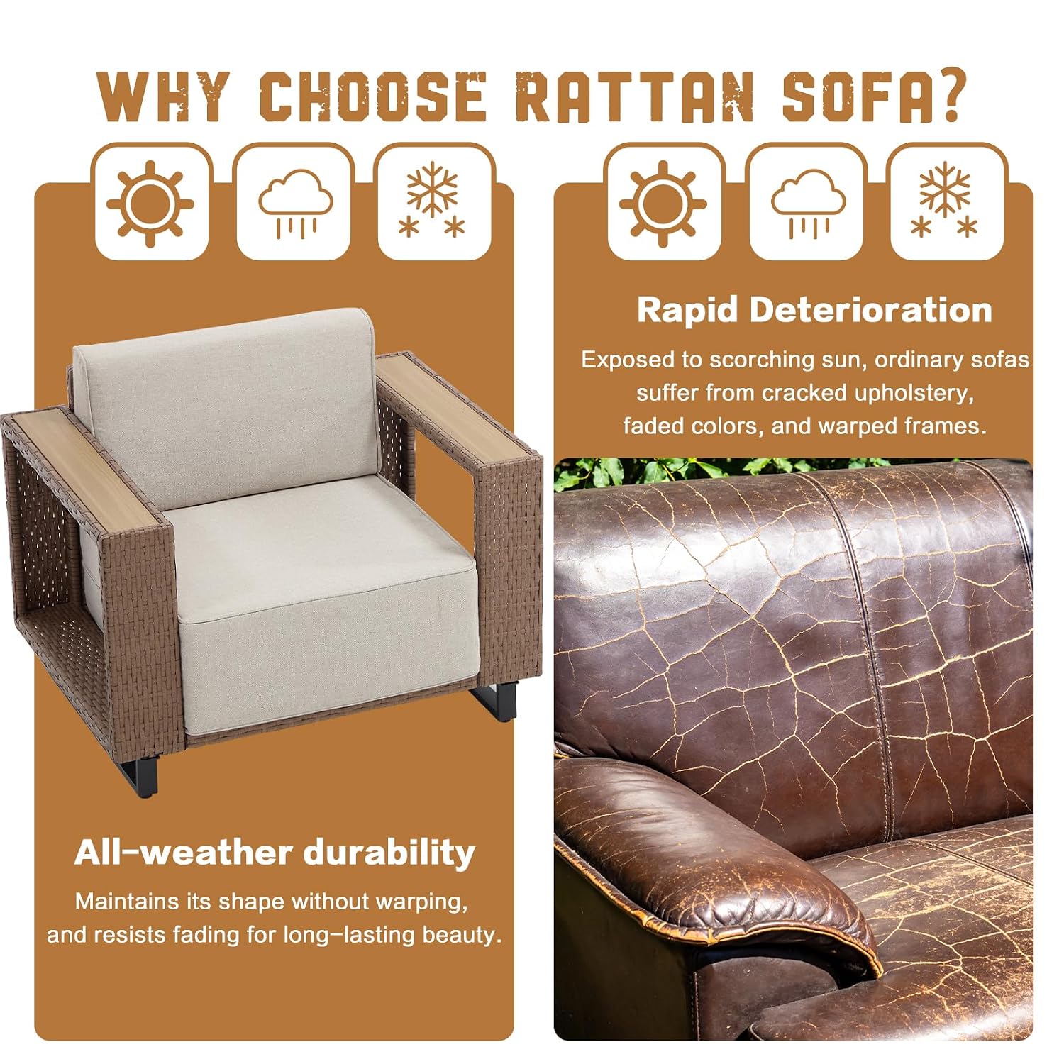 3-teiliges PE-Rattan Wetterfes – Outdoor Furniture Rattan Bewertung und Preis