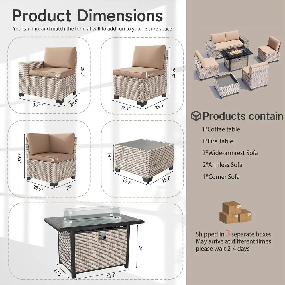7-teiliges Outdoor-Terrassenmö – Outdoor Furniture With Fire Pit Bewertung und Preis