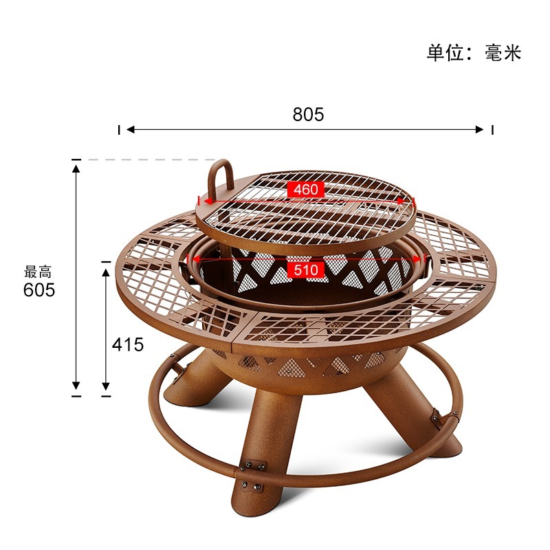 2026 Moderner Outdoor-Stahlgri – Outdoor Furniture With Fire Pit Bewertung und Preis