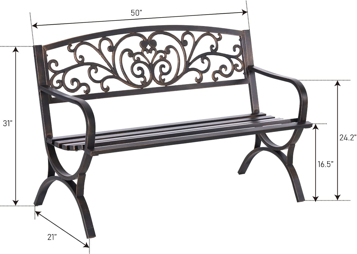 Bronzene 50-Zoll-Gartenbank fü – Outdoor Furniture Bench Bewertung und Preis