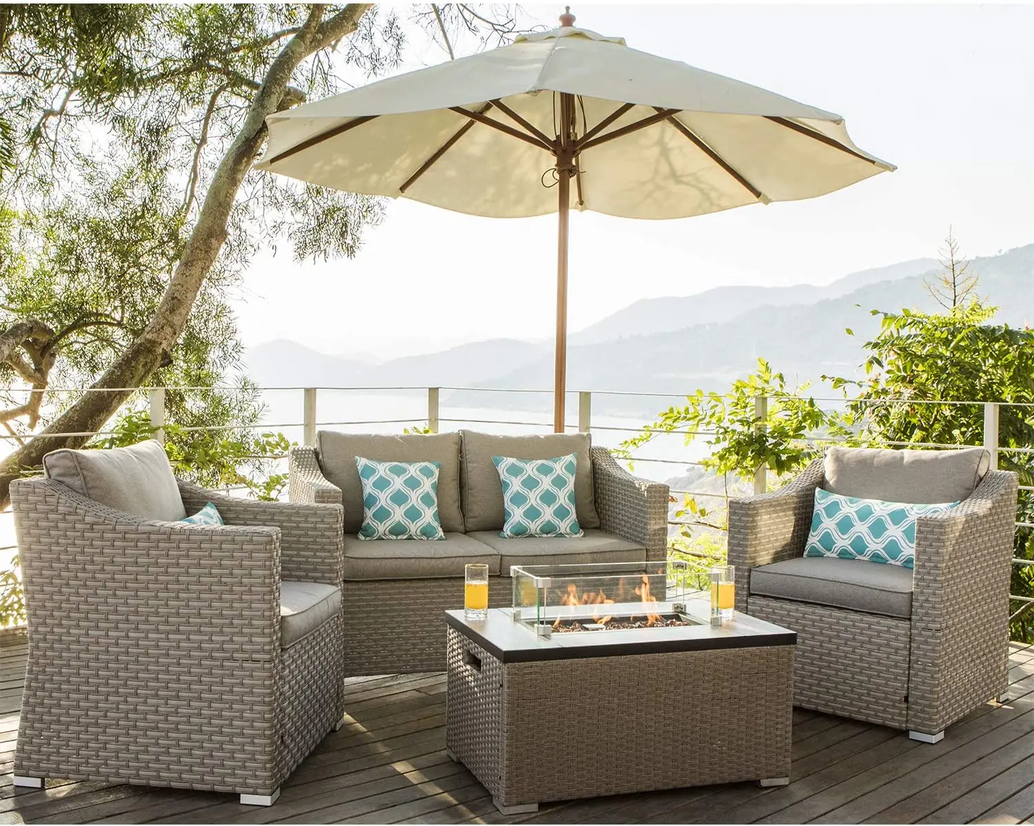 -Ganzmöbel 5-teiliges Sofa aus – Outdoor Furniture With Fire Pit Bewertung und Preis