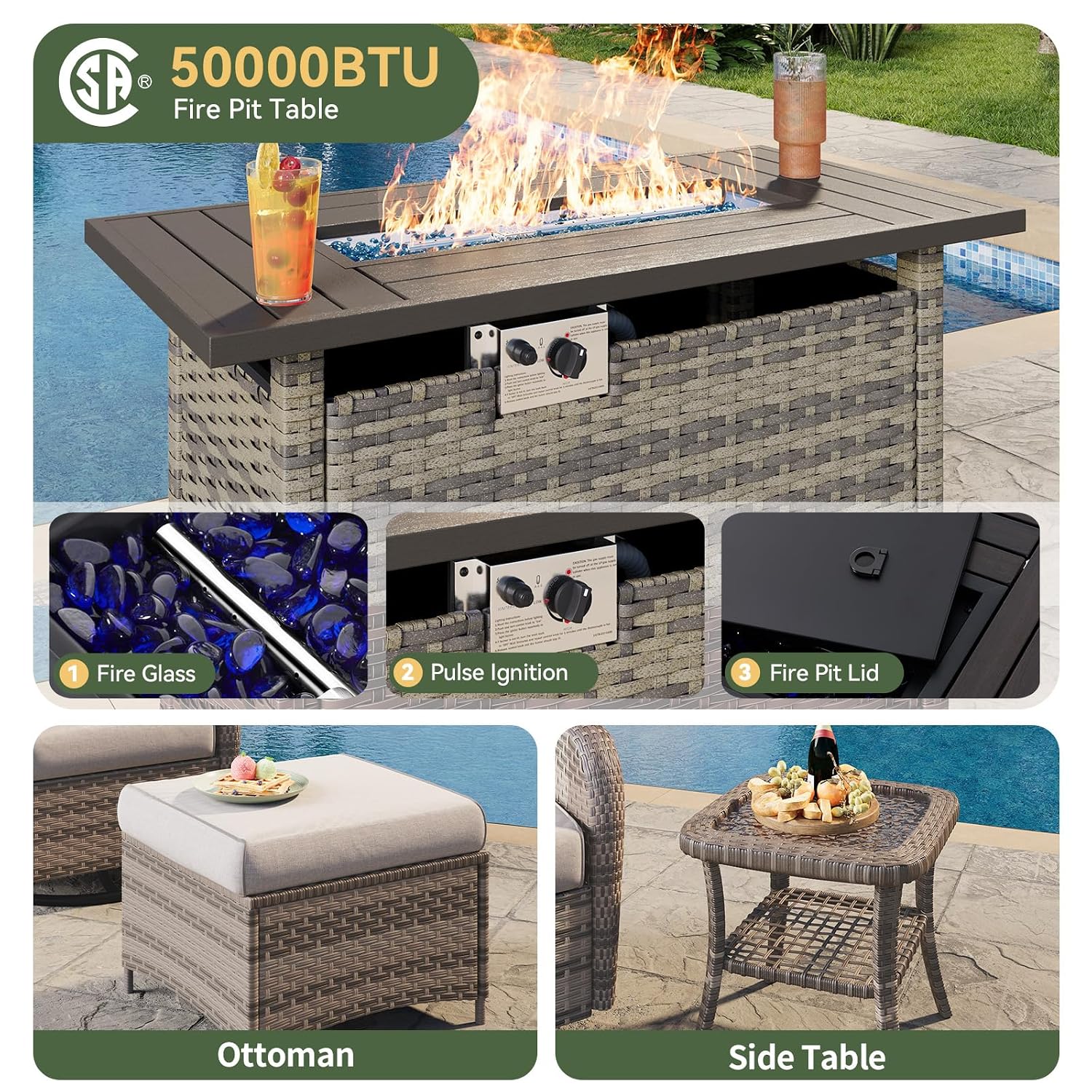 7-teiliges Gartenmöbel-Set aus – Outdoor Furniture With Fire Pit Bewertung und Preis