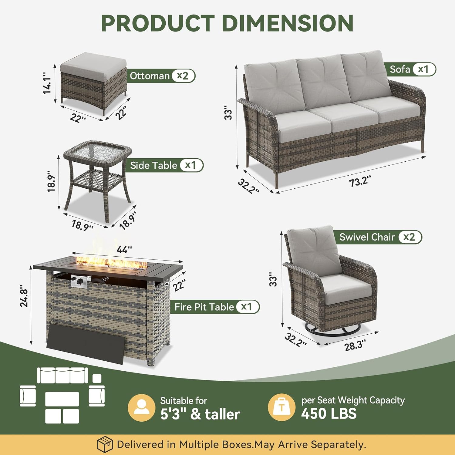 7-teiliges Gartenmöbel-Set aus – Outdoor Furniture With Fire Pit Bewertung und Preis