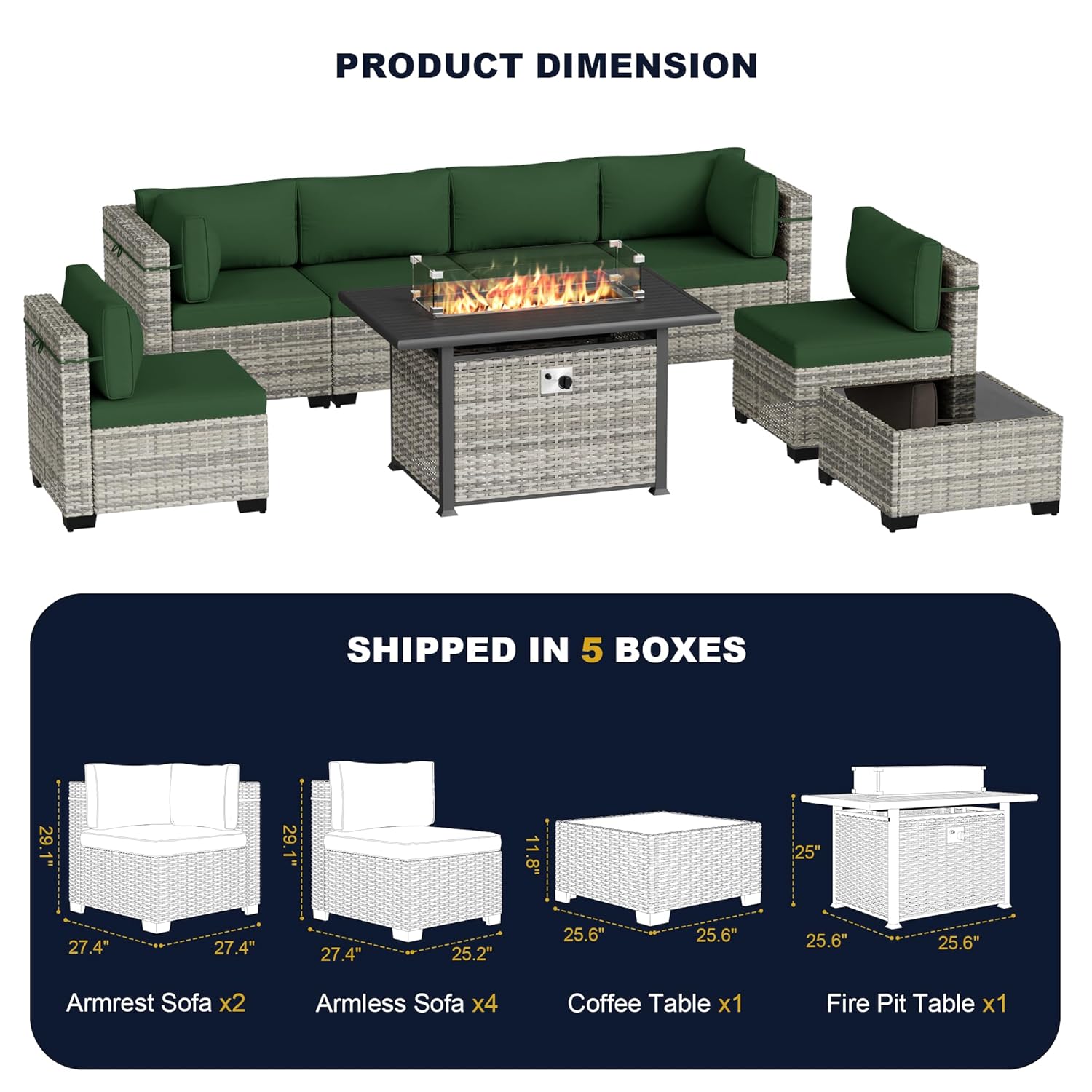 8-teiliges Outdoor-Gartenmöbel – Outdoor Furniture With Fire Pit Bewertung und Preis