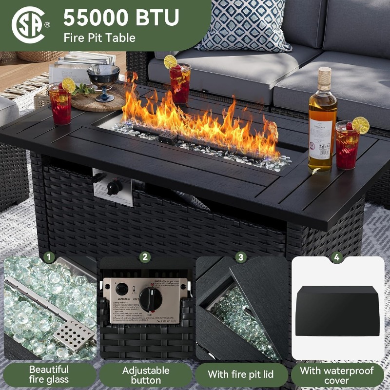 Aoxun 8-teiliges Gartenmöbel-S – Outdoor Furniture With Fire Pit Bewertung und Preis