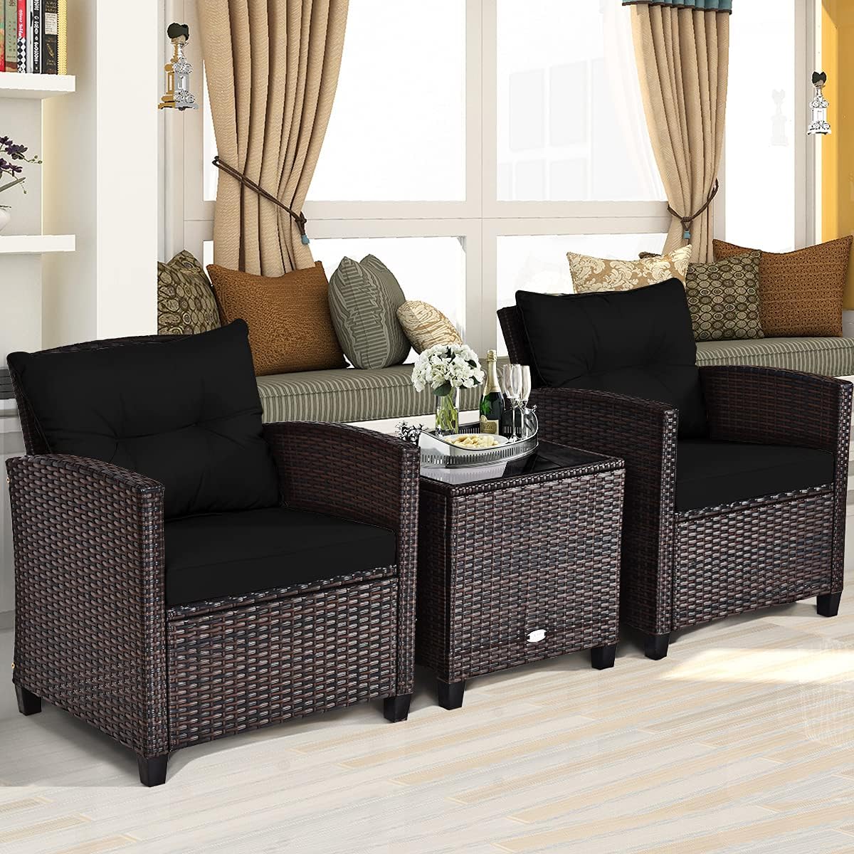 3-teiliges Terrassenmöbel-Set, – Outdoor Furniture Rattan Bewertung und Preis
