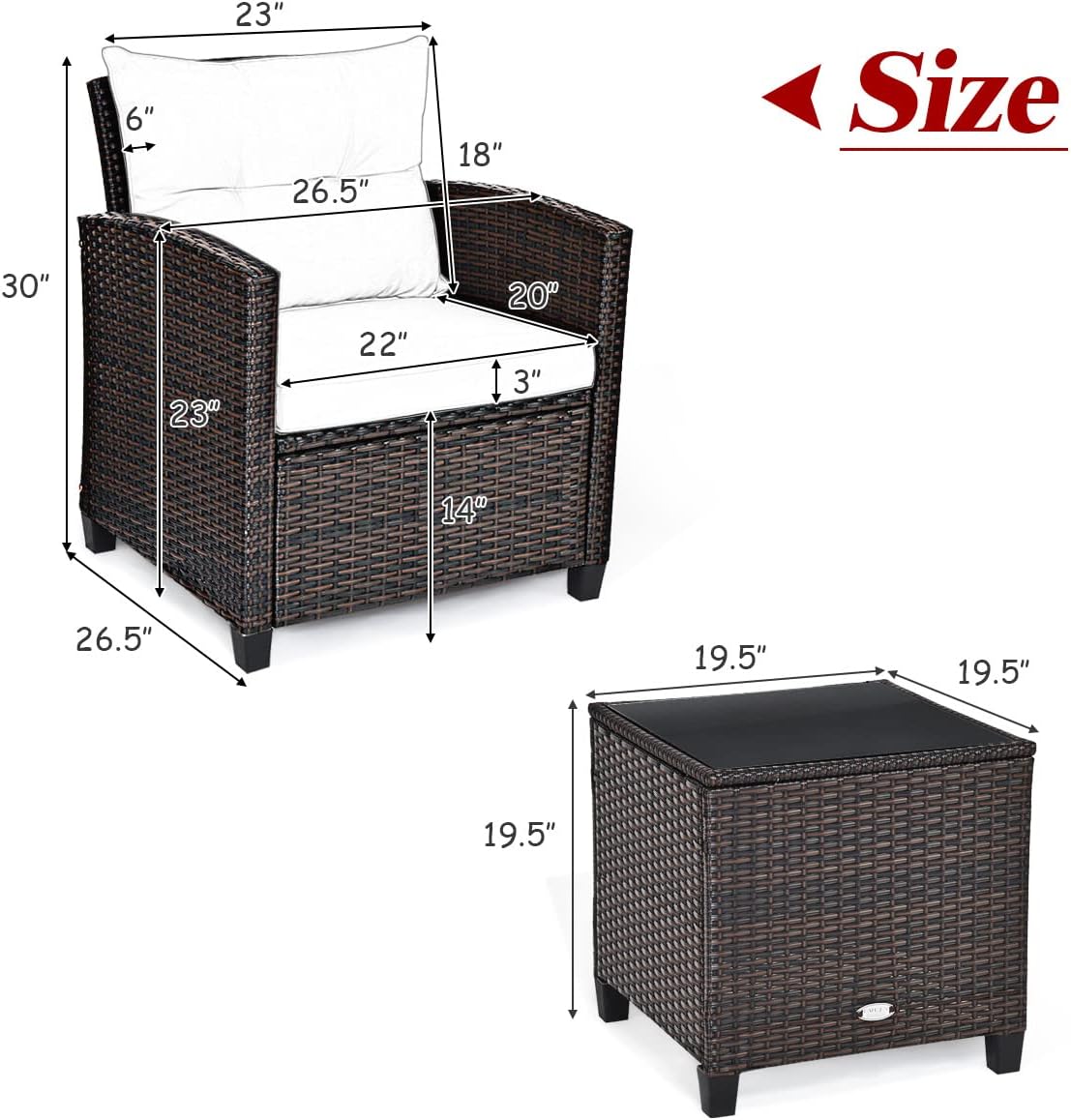 3-teiliges Terrassenmöbel-Set, – Outdoor Furniture Rattan Bewertung und Preis
